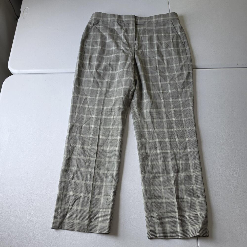J.Crew Kate Dress Pants Womens 12 Gray Plaid Wool Wide Leg Academia Office